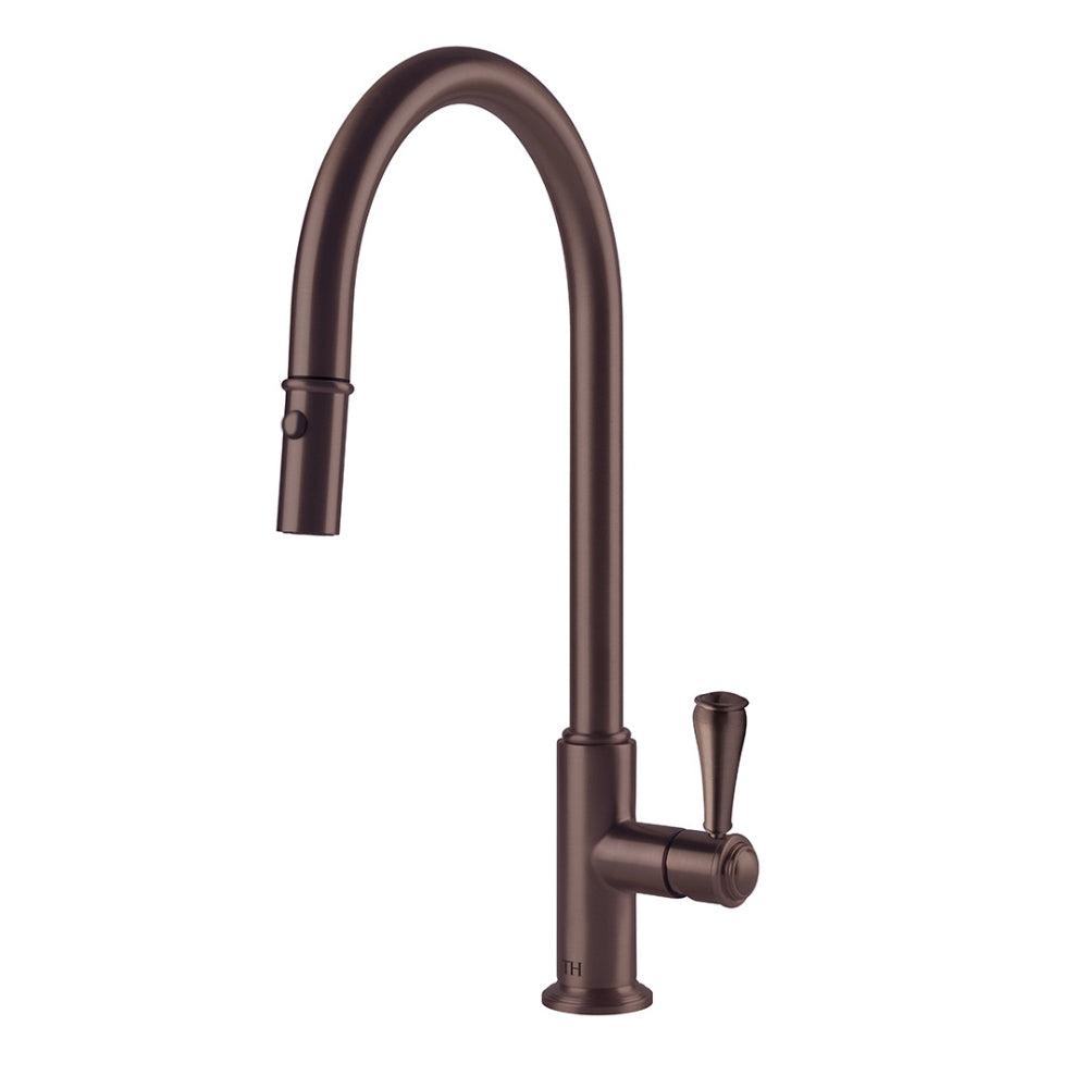 Turner Hastings Ludlow Pull Out Mixer Tap with Metal Lever Handle - English Bronze LU116PM-S-EB - The Blue Space