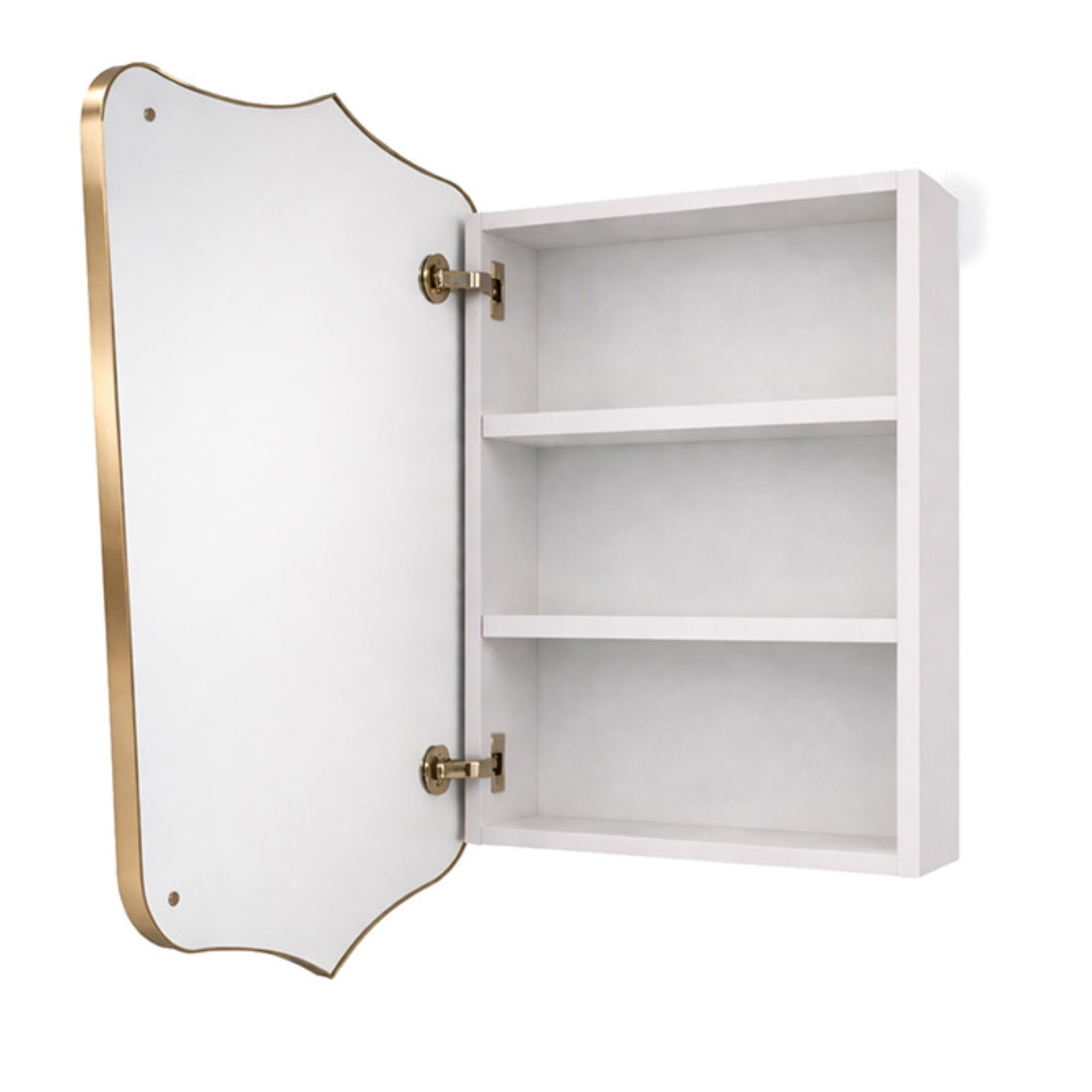 Open Door Turner Hastings Mayer Shield 800x500mm Shaving Cabinet - Brushed Brass MA407SC-BB - The Blue Space