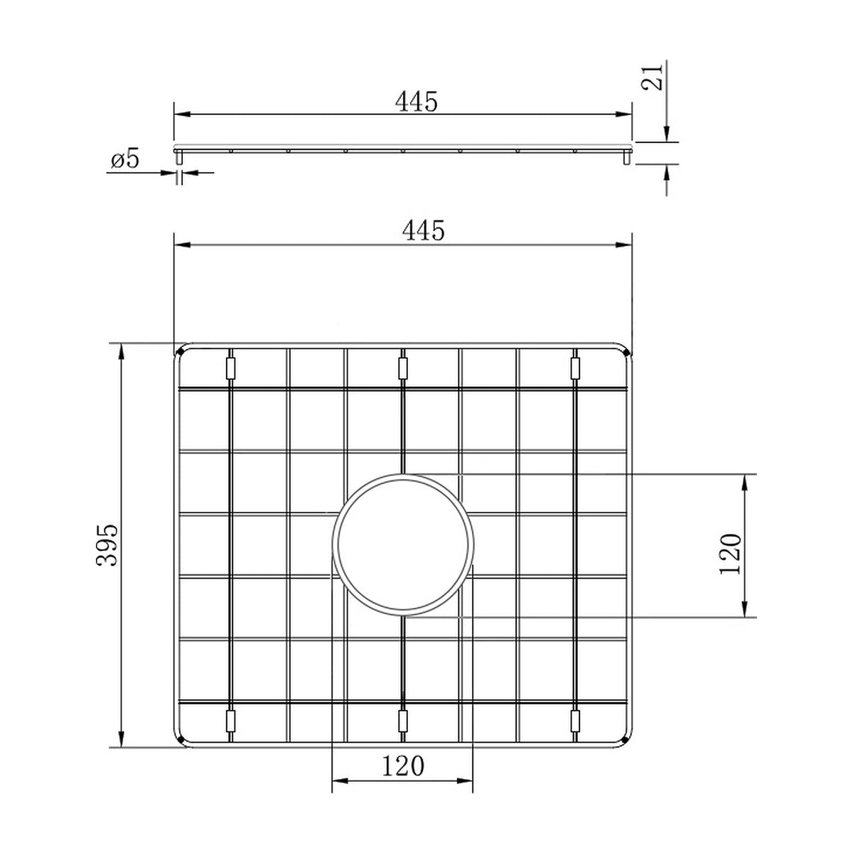 Technical Drawing Turner Hastings Novi 50x46 Protective Grid - Brushed Brass NO501SSG-BB - The Blue Space