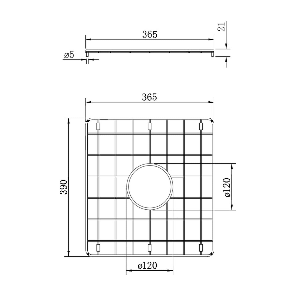 Technical Drawing Turner Hastings Novi 85x46 Protective Grid - Brushed Brass NO851SSG-BB - The Blue Space