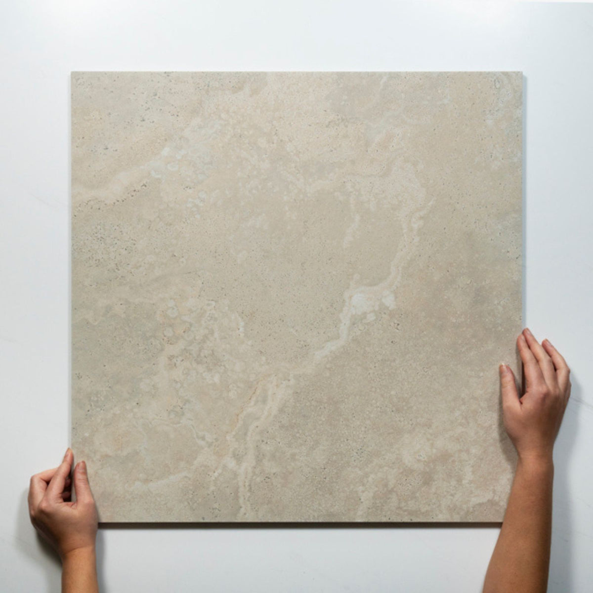 With Hand Tuscan Beige Travertine Look Tile 600mm x 600mm 6CRWBEM - The Blue Space