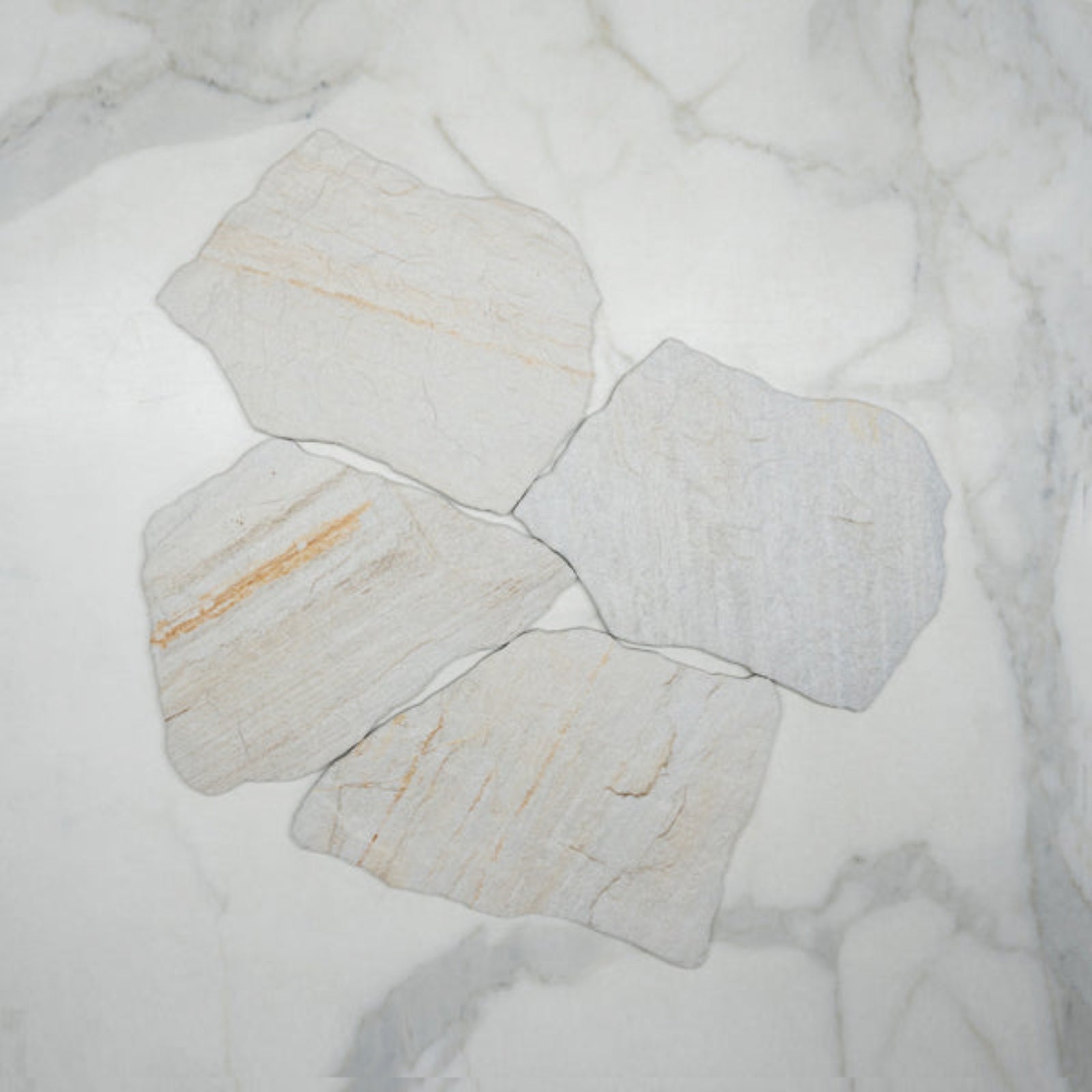 No Hand White Aria Stone Tile Matte Crazy Pave Porcelain - The Blue Space