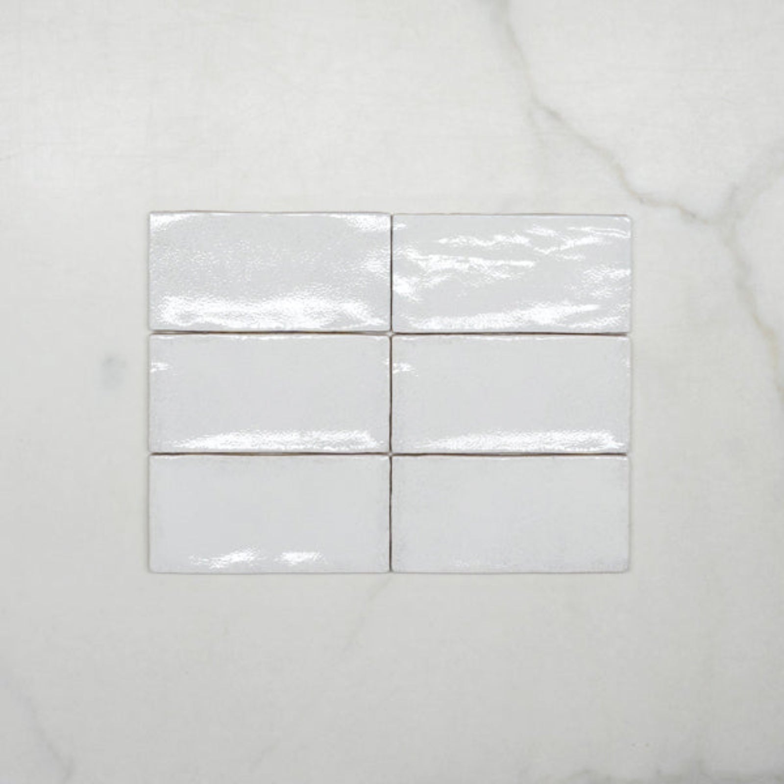 No Hand White Dianna Hand Made Subway Tile 75 x 150 x 9mm Spanish Ceramic | The Blue Space
