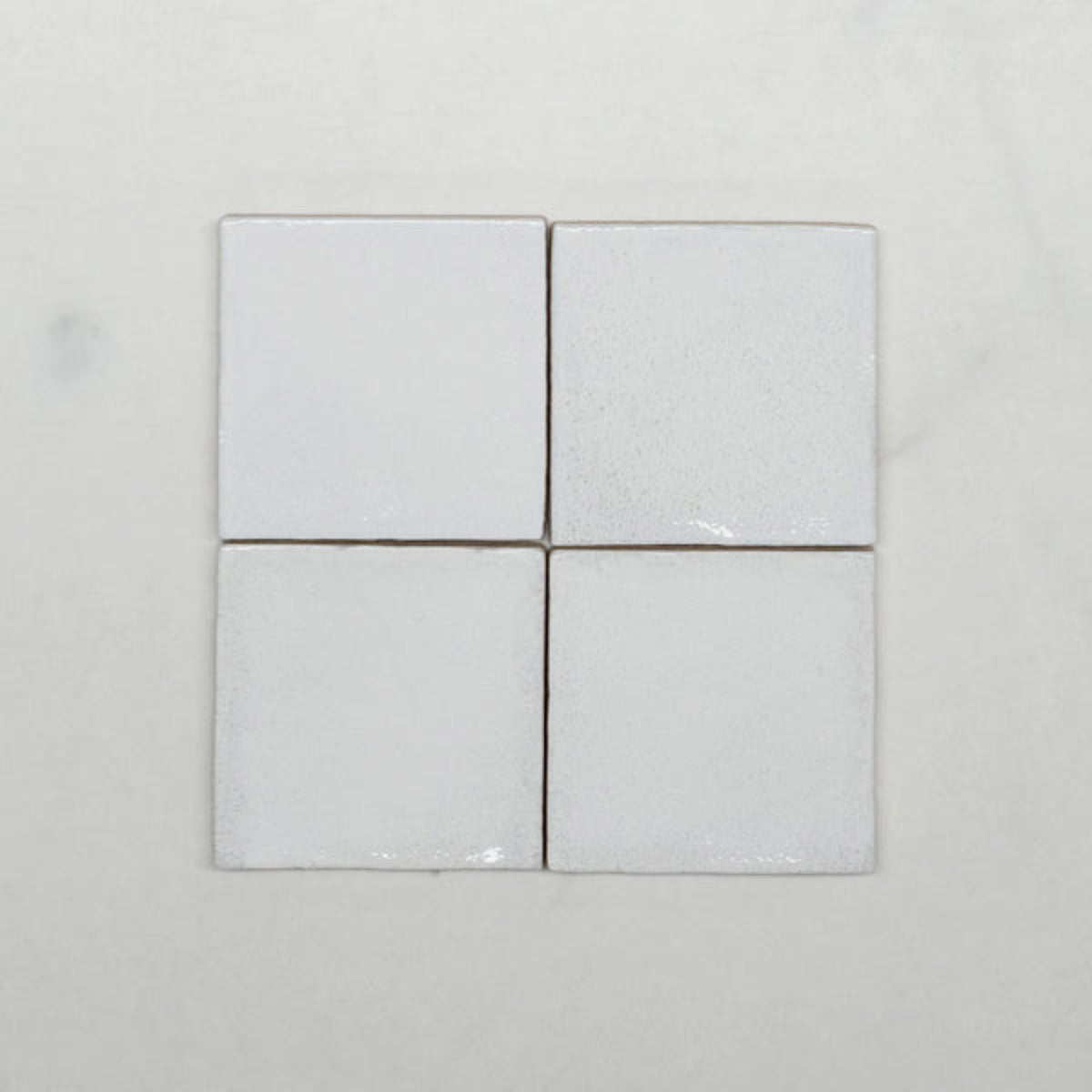 No Hand White Dianna Zellige Tile 100 x 100 x 9mm Spanish Ceramic - The Blue Space
