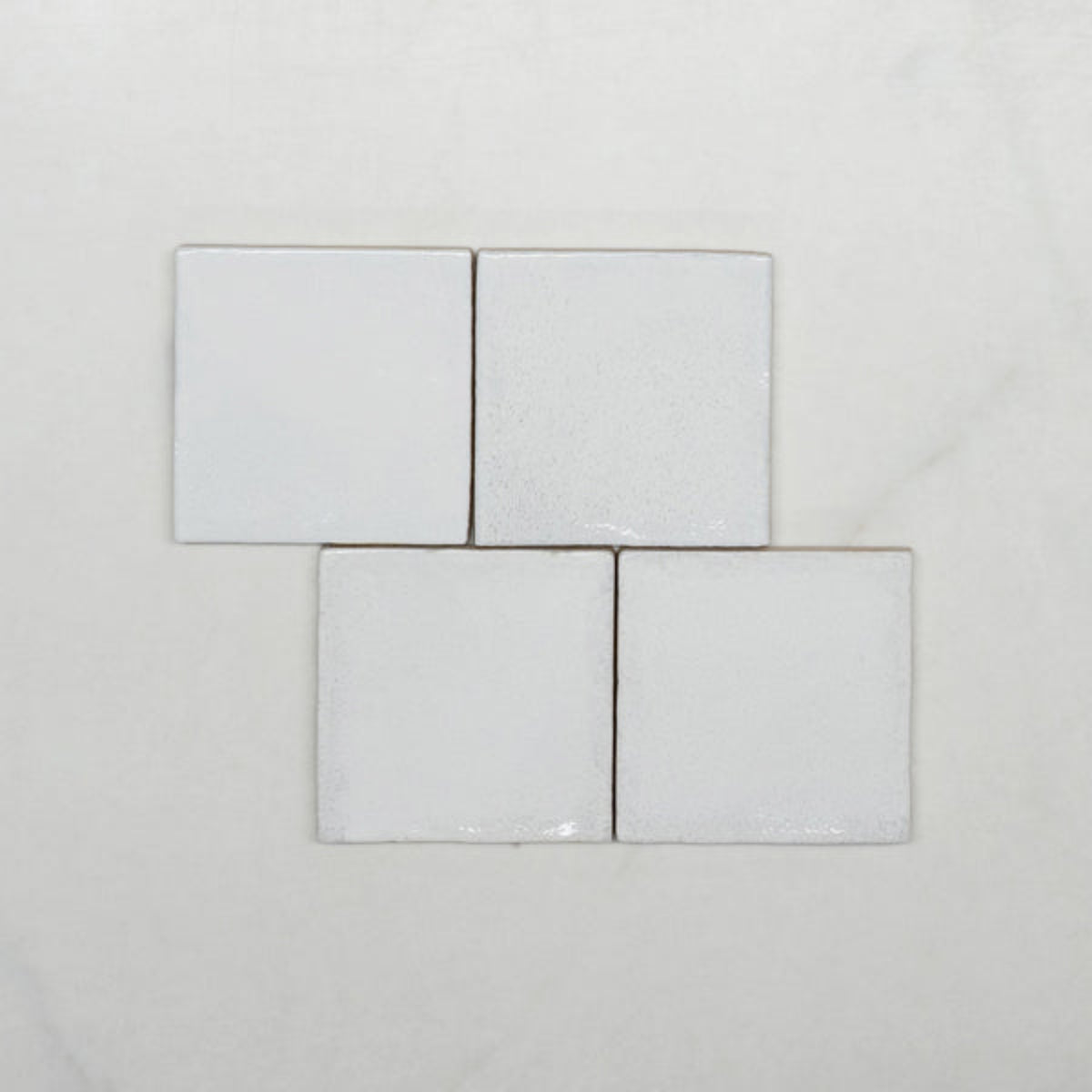 Pattern No Hand White Dianna Zellige Tile 100 x 100 x 9mm Spanish Ceramic - The Blue Space