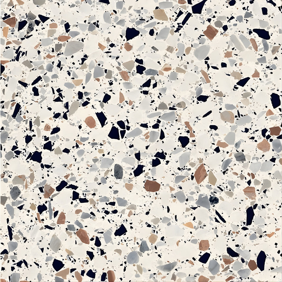White Theo Terrazzo Tile Matt 200 x 200mm Porcelain