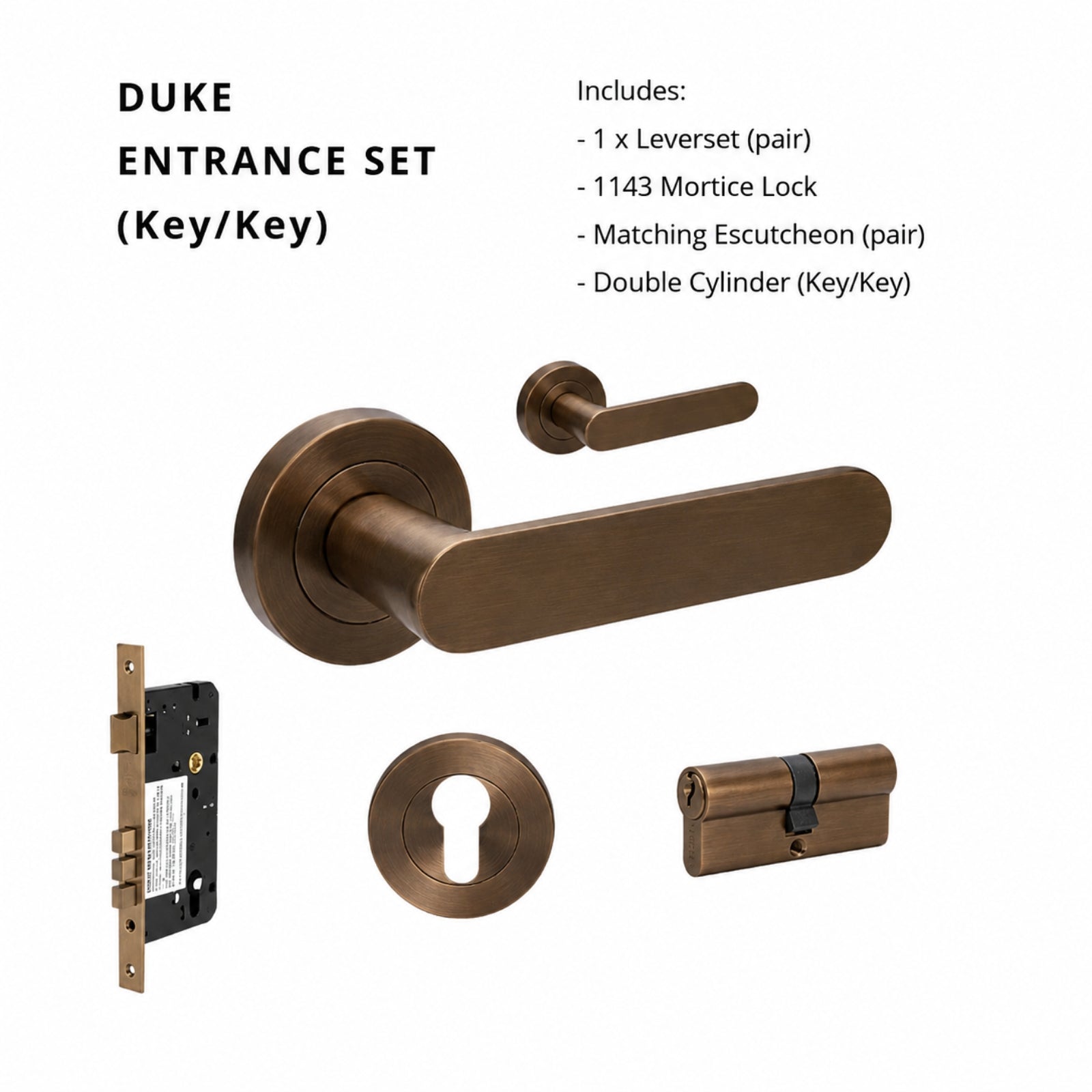 Set Zanda Duke Entrance Set 70mm Key/Key Ember Bronze 10094.3.EB - The Blue Space