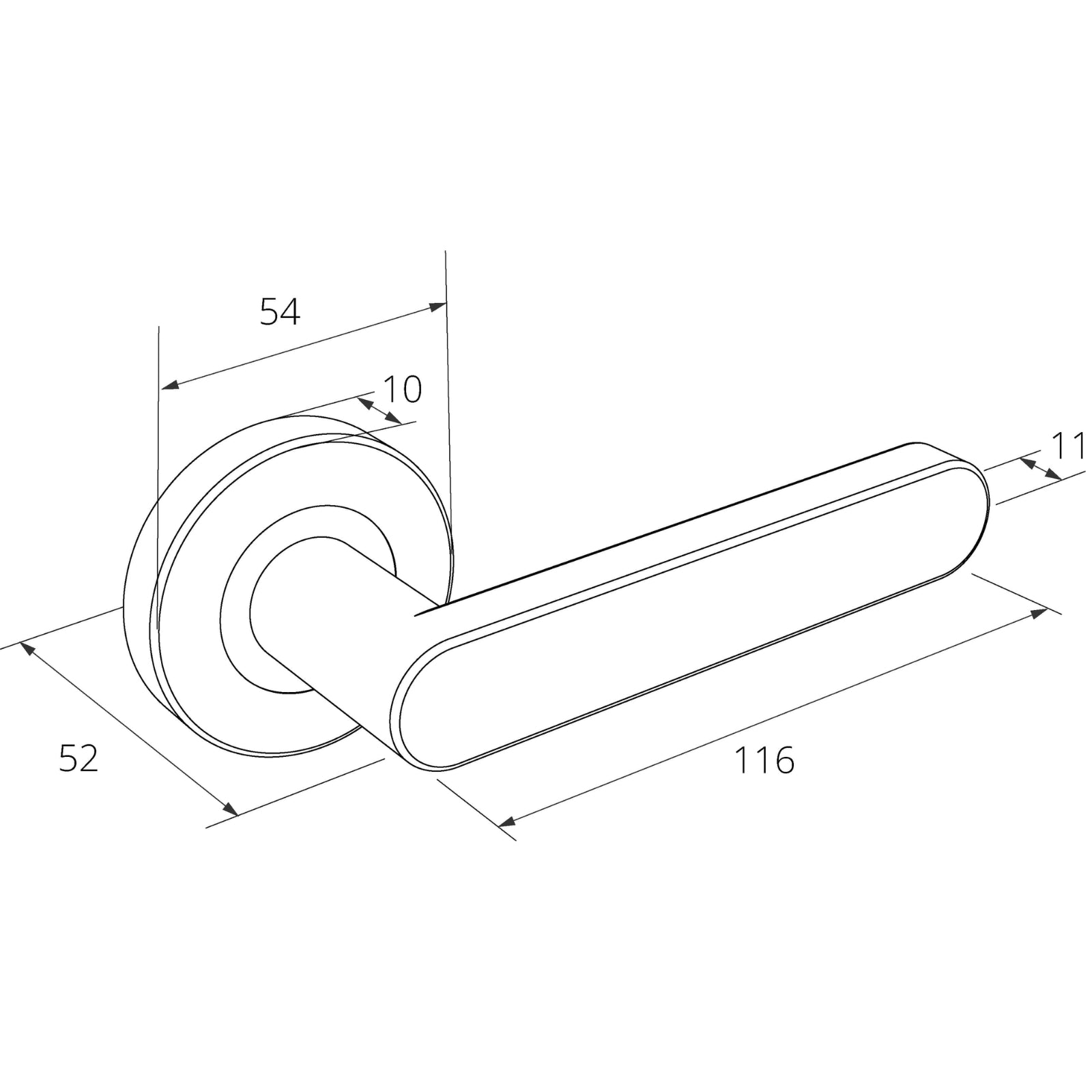 Line Drawing Zanda Duke Passage Door Handle Set Brushed Nickel 10091.BN - The Blue Space