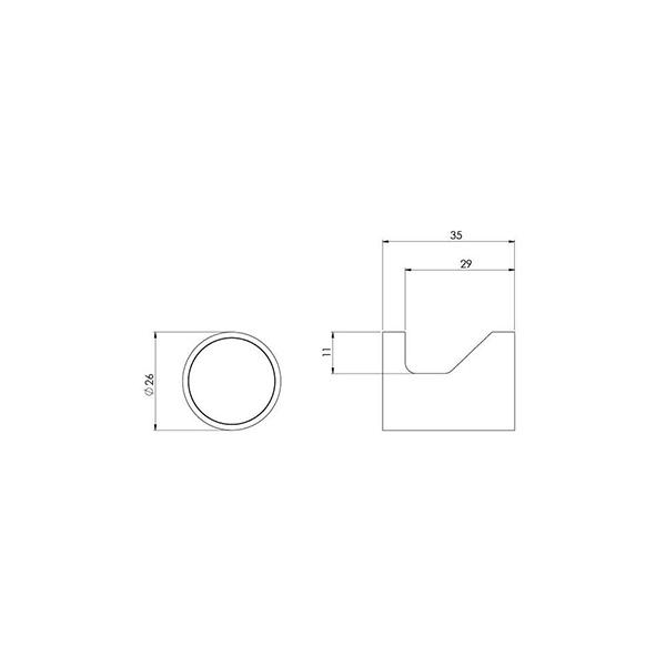 Phoenix Vivid Slimline Robe Hook Brushed Nickel Technical Drawing - The Blue Space