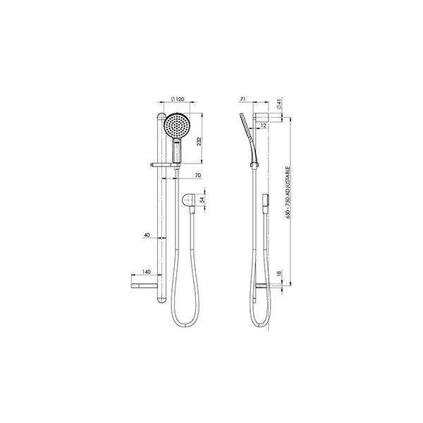 Phoenix NX Quil Rail Shower - Matte Black