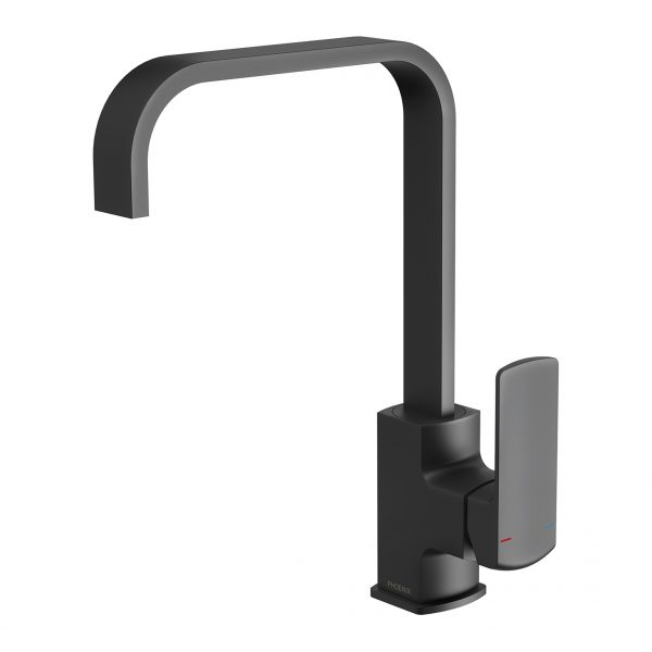 Phoenix Teva Sink Mixer 200mm Squareline Matte Black