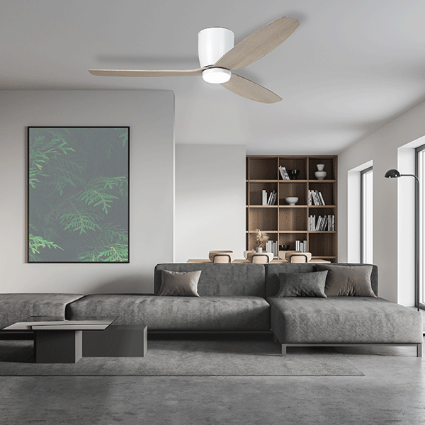 Eglo Seacliff 52in 132cm DC Ceiling Fan with 15W LED CCT Light - White with Oak finish