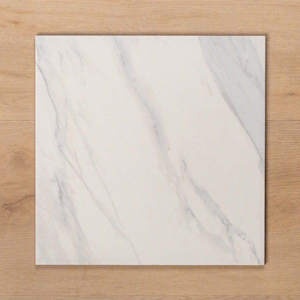 Kings Marble Carrara White Matt Cushioned Edge Ceramic Tile 300x300mm