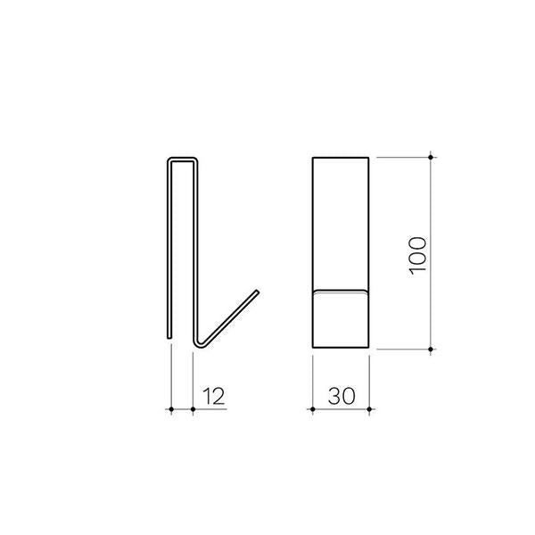 Clark Square Shower Screen Hook Matte White Technical Drawing - The Blue Space