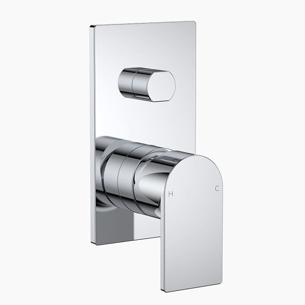 Clark Round Square Wall Mixer with Diverter - Chrome - The Blue Space