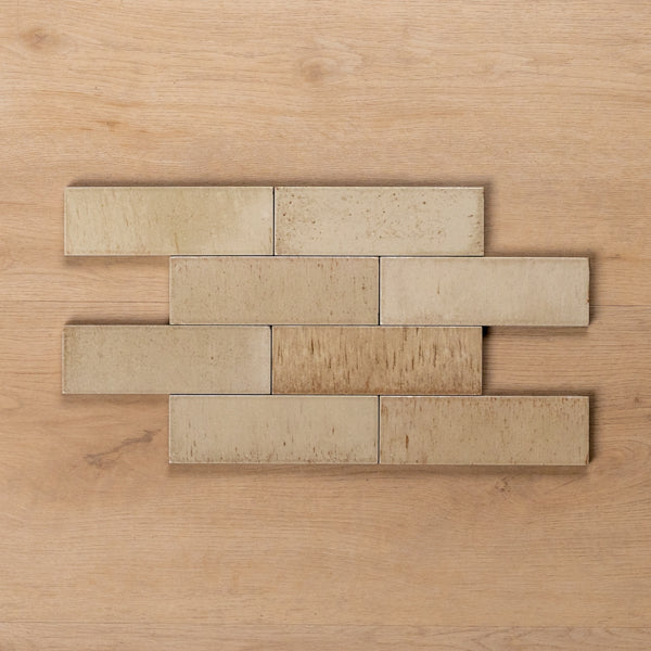 Sicily Beige Gloss Bejmat Cushioned Edge Porcelain Tile 50x150mm