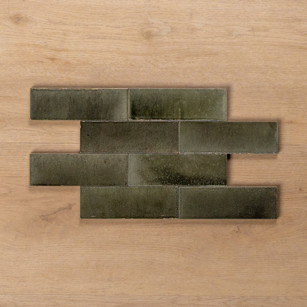 Sicily Grigio Charcoal Gloss Bejmat Cushioned Edge Porcelain Tile 50x150mm