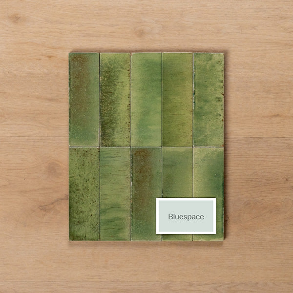Sicily Giada Green Gloss Bejmat Cushioned Edge Porcelain Tile 50x150mm