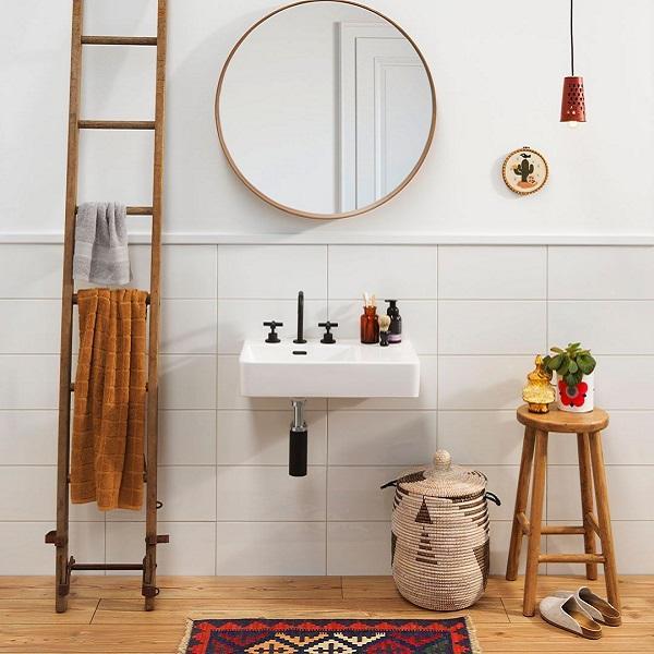 Clark Square Wall Basin Right Hand Shelf 600mm Three Tapholes Online at The Blue Space