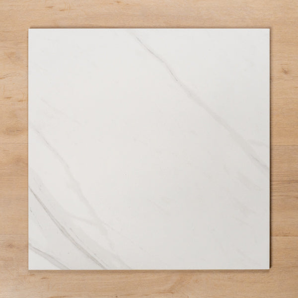 Perisher White Marble Matt Rectified Porcelain Tile 600x600mm