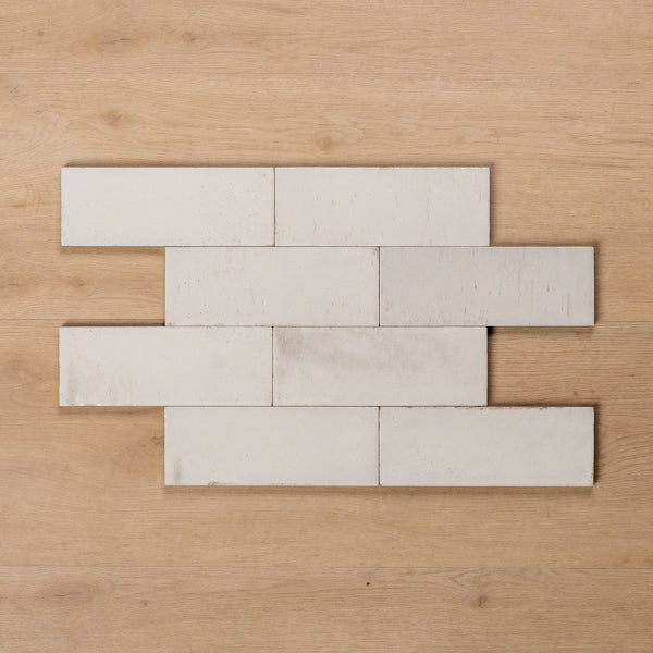Sicily Bianco White Gloss Bejmat Cushioned Edge Porcelain Tile 75x200mm