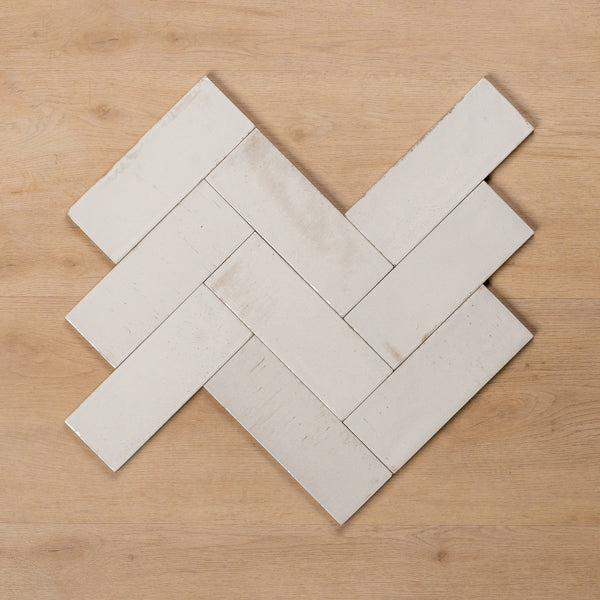 Sicily Bianco White Gloss Bejmat Cushioned Edge Porcelain Tile 75x200mm