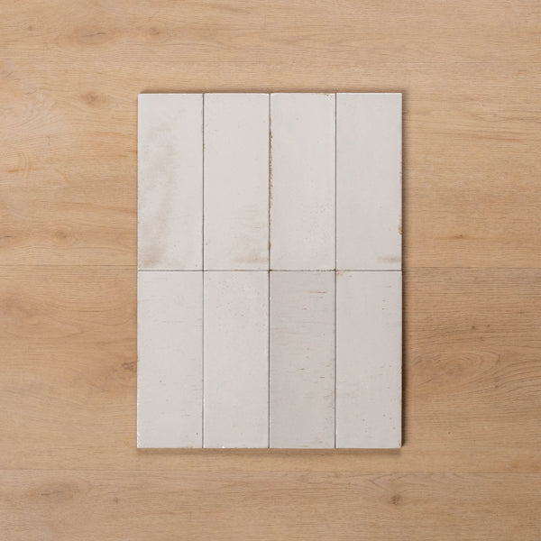 Sicily Bianco White Gloss Bejmat Cushioned Edge Porcelain Tile 75x200mm