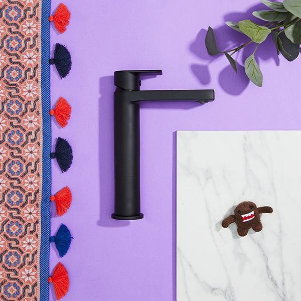 Clark Round Square Tower Basin Mixer - Matte Black