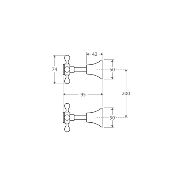 Technical Drawings - Fienza Lillian Wall Top Assemblies - Brushed Nickel