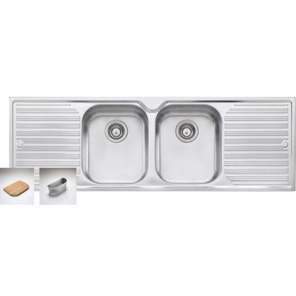 Oliveri Diaz double bowl topmount sink with dbl drainer 1TH - The Blue Space