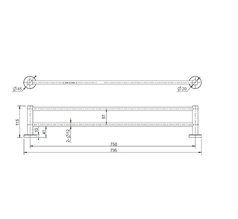 Mirage Double Towel Rail Matte Black