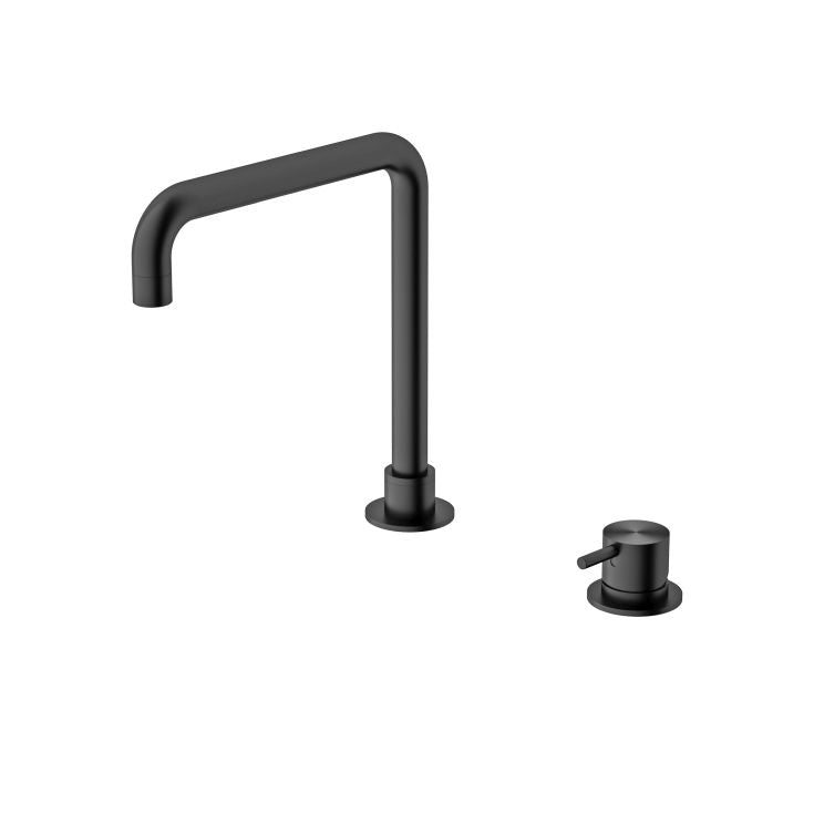 Nero Mecca Hob Basin Mixer Square Swivel Spout Gun Metal