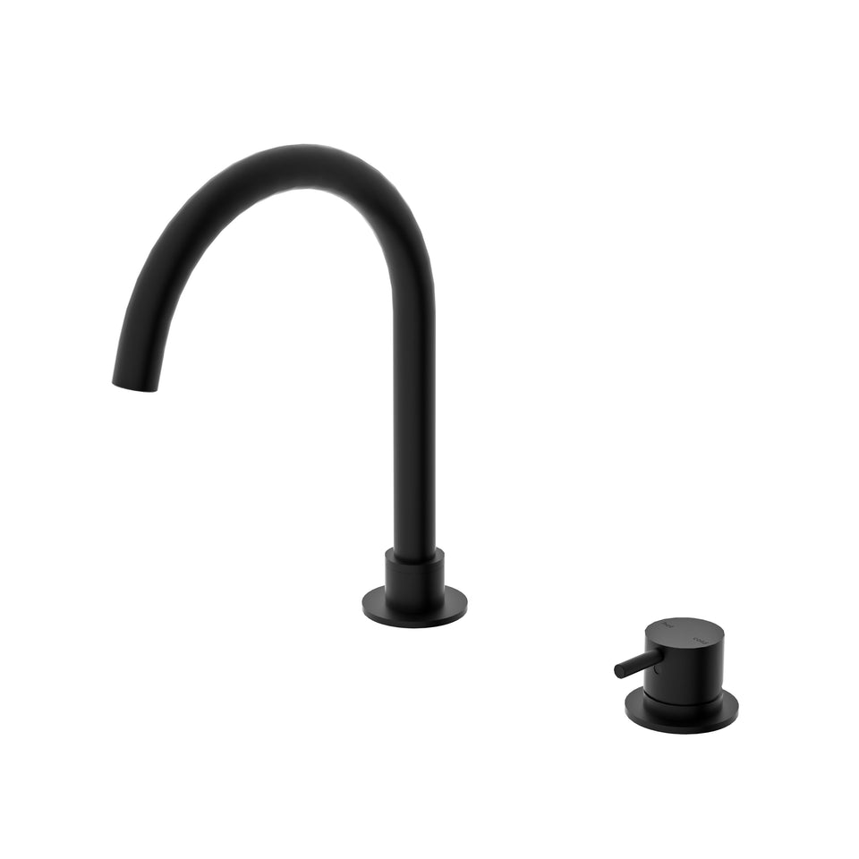 Nero Mecca Hob Basin Mixer Round Swivel Spout Matte Black