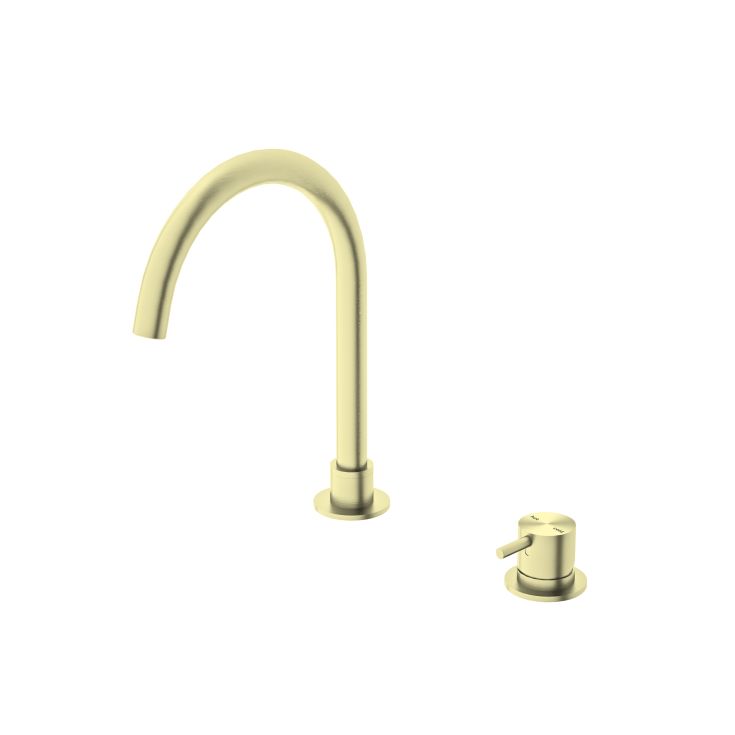 Nero Mecca Hob Basin Mixer Round Swivel Spout Brushed Gold