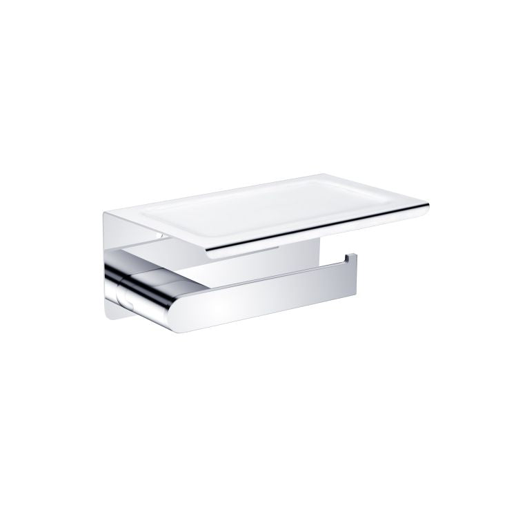 Nero Bianca Toilet Roll Holder with Shelf Chrome
