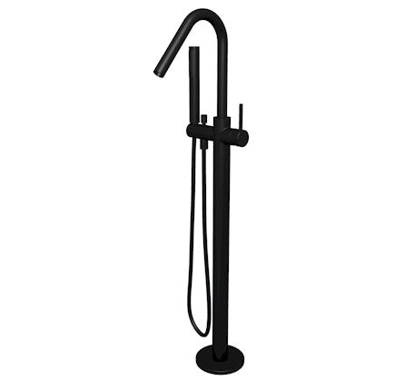 Star Round Floor Mixer with Hand Shower Matte Black
