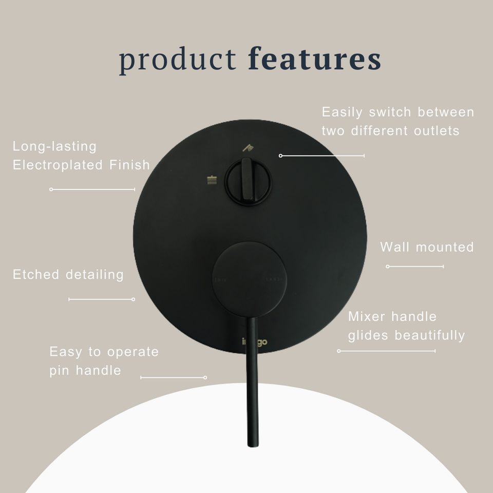 Indigo Alisa Bath/Shower Mixer With Diverter Matte Black