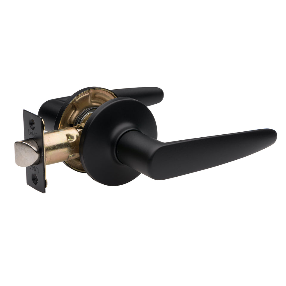 Lane Avalon Passage Lever Door Handle Set Round Rosette Matte Black
