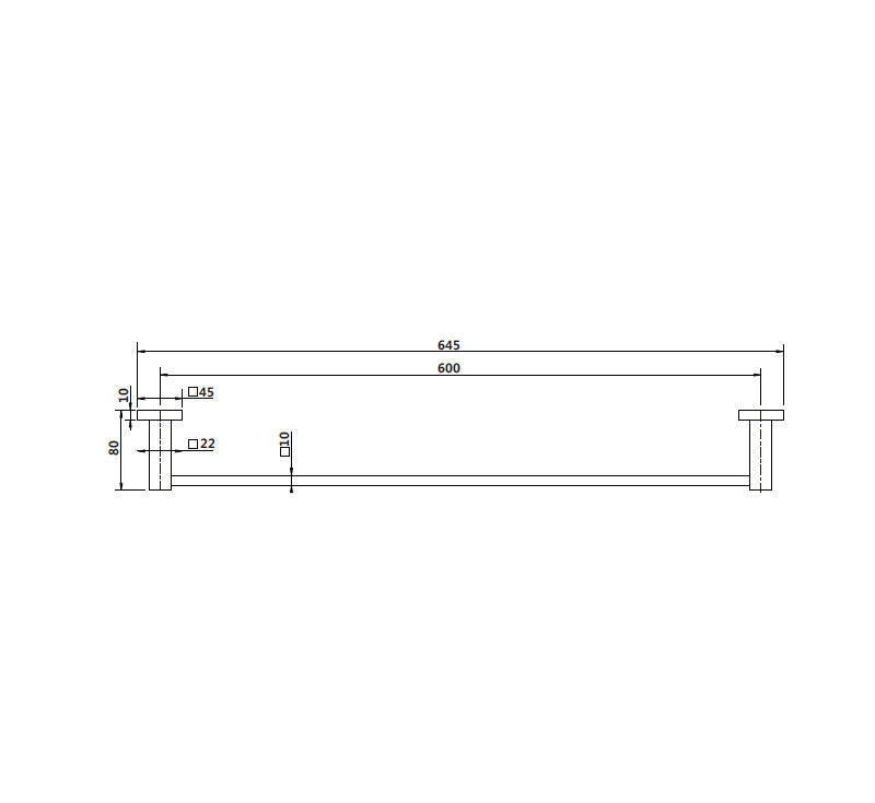 Luxe Single Towel Rail Matte Black