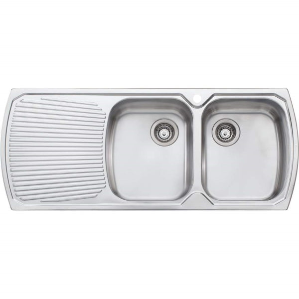 Oliveri Monet double bowl topmount sink L/H drainer 1TH - The Blue Space