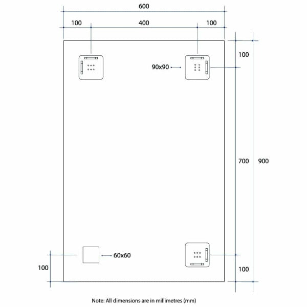 Thermogroup Rectangle 25mm Bevel Edge Mirror