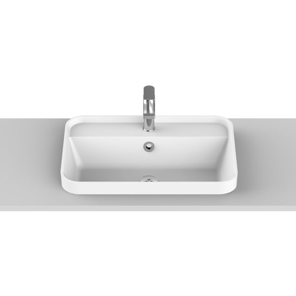 ADP Miya 550 x 390 Solid Surface Semi-Inset Basin White