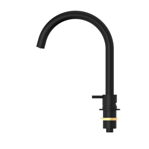 Nero Mecca Hob Basin Mixer Round Swivel Spout Matte Black