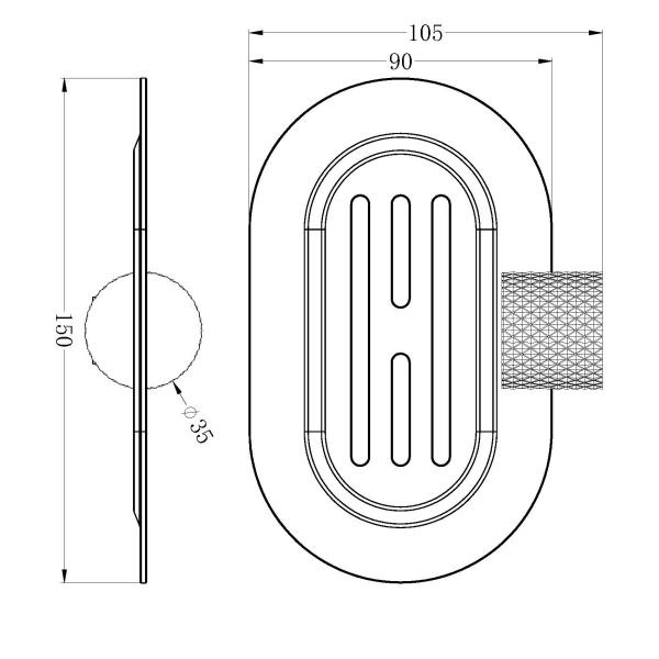 Technical Drawing: Nero Opal Soap Dish Holder Gunmetal