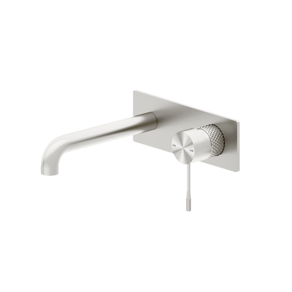 Nero Opal Wall Basin/Bath Mixer 185mm Brushed Nickel