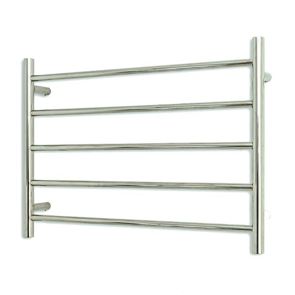 Radiant 12V Round 5 Bar Heated Towel Ladder 750w x 550h Polished SS Chrome | The Blue Space
