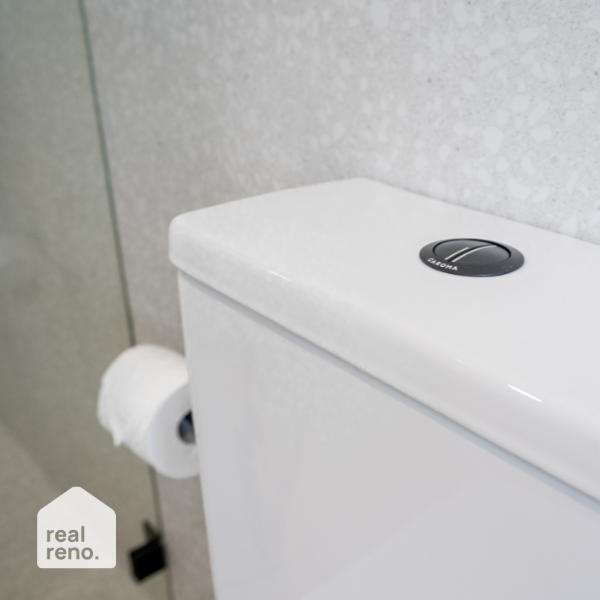 Caroma Urbane II Flush Button Matte Black - The Blue Space Real Reno