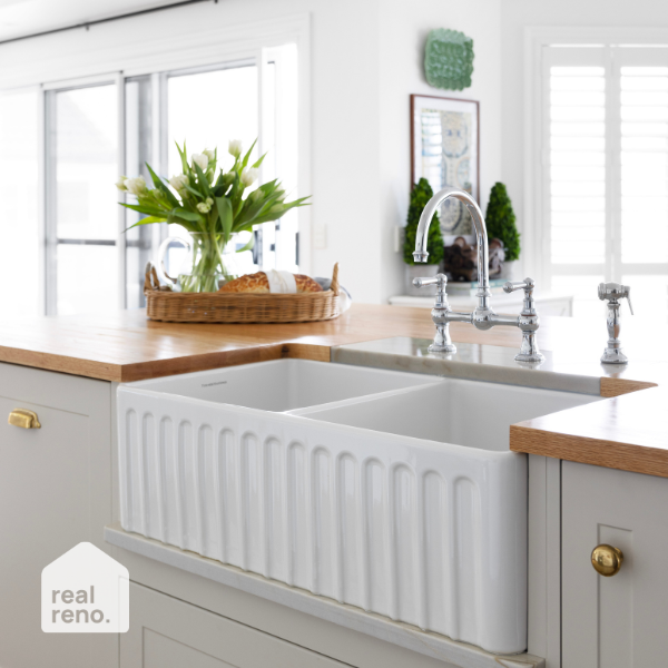 Turner Hastings Novi 85 x 46 Fireclay Double Butler Sink, Universal Front