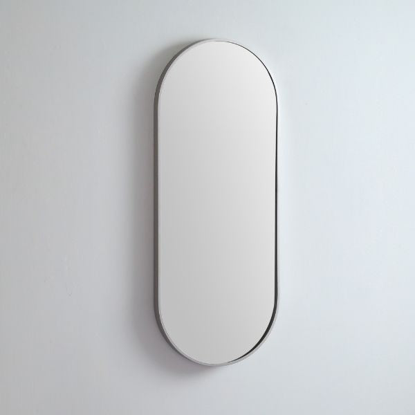 Remer Modern Oblong 910mm or 1210mm x 460mm Mirror Brushed Nickel Frame