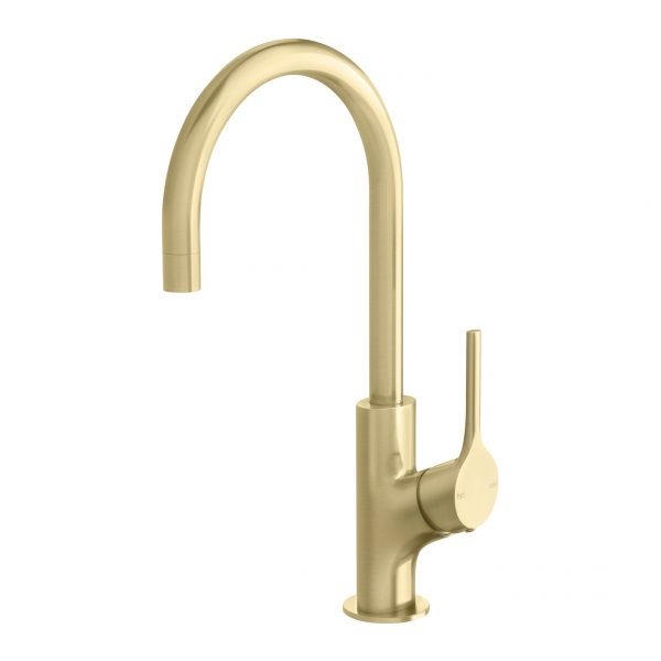 Phoenix Vivid Slimline Oval Sink Mixer 160mm Gooseneck Brushed Gold